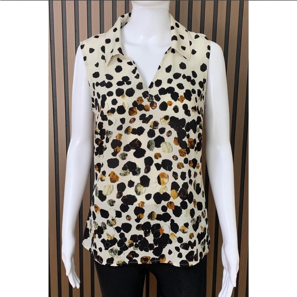 CAbi Cream Leopard Spot Sleeveless V-Neck Camisole